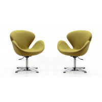 Manhattan Comfort 2-AC038-GR Raspberry Green and Polished Chrome Wool Blend Adjustable Swivel Chair (Set of 2)